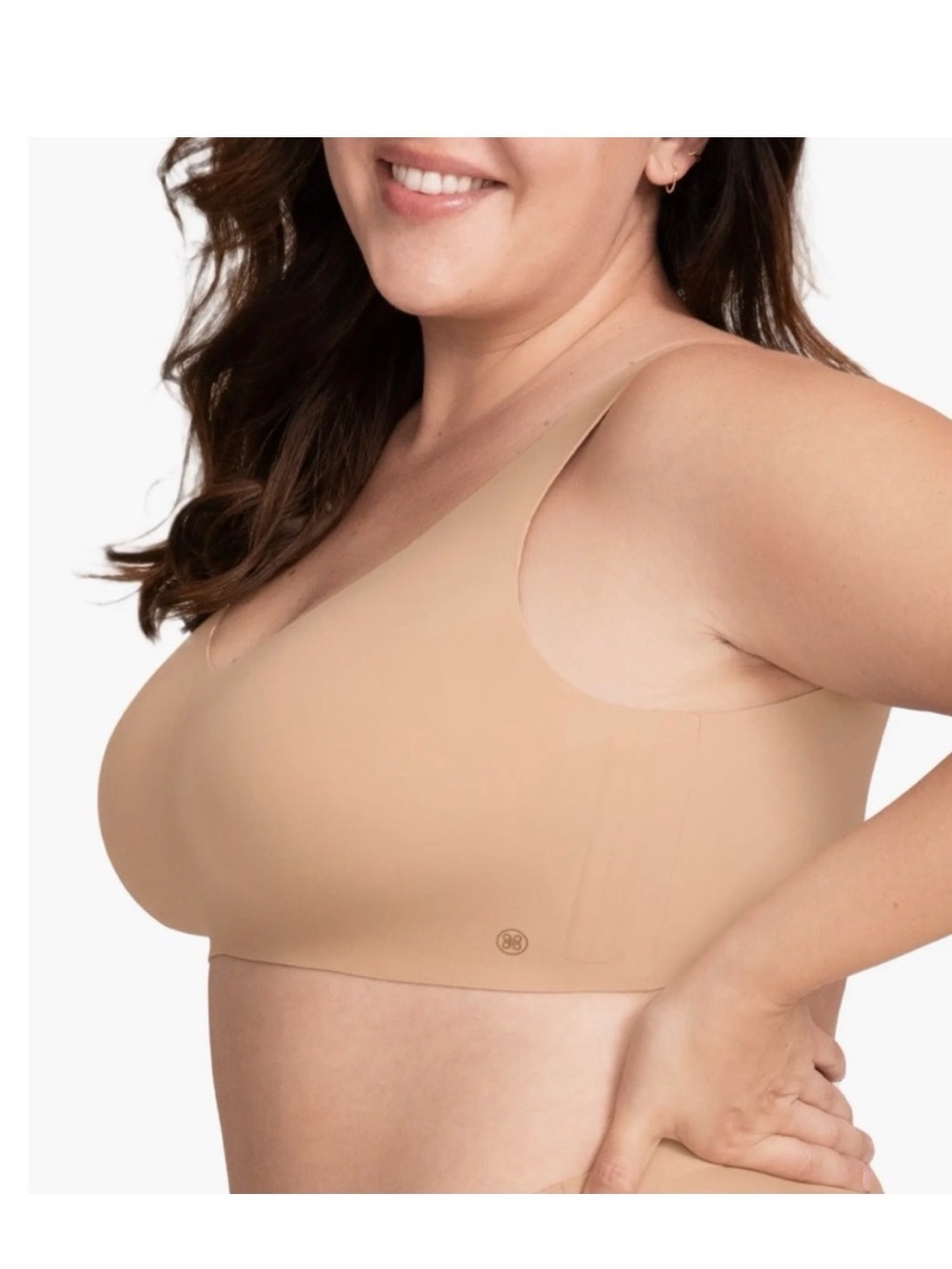 Honeylove V-Neck Bra Wire Free Support Comfort Stretch Intimates Tan Smoot 1X
